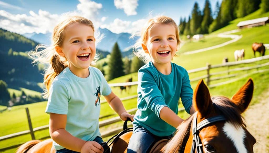 Kinder beim Ponyreiten Kinder beim Ponyreiten