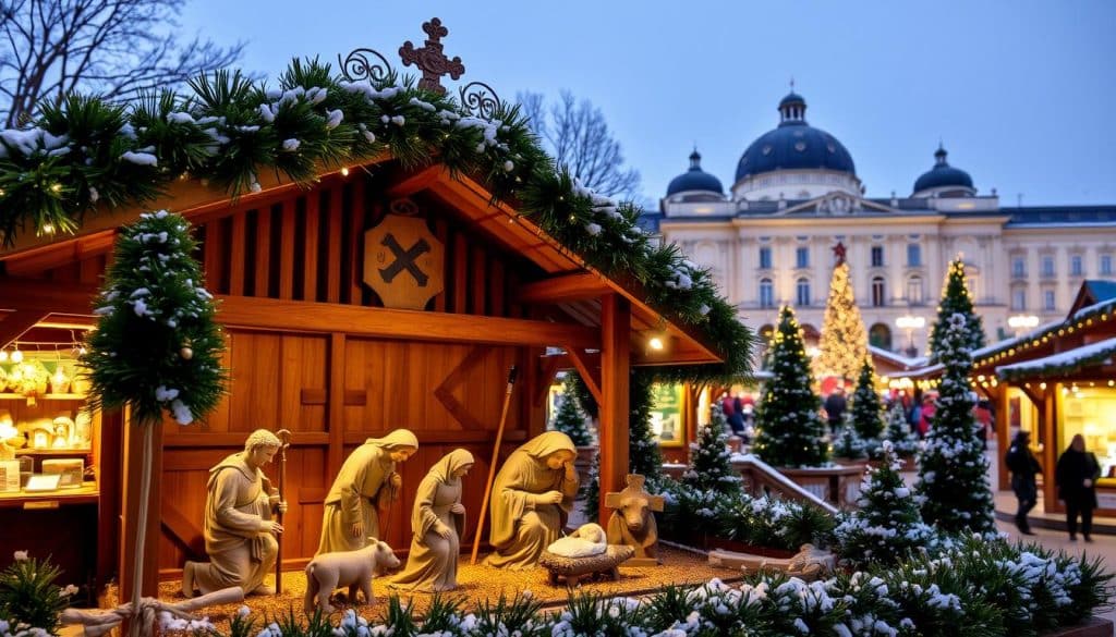 Traditionelle Krippe am Schönbrunner Weihnachtsmarkt Traditionelle Krippe am Schönbrunner Weihnachtsmarkt